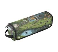 Bolsa de viaje para herramientas de pelo caliente, con almohadilla resistente al calor, organizador de bolsa de viaje para alisadores, rizadores, secador de pelo, idílico pueblo refugio encantador