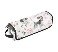 Bolsa de viaje para herramientas para el cabello con almohadilla resistente al calor, funda de transporte portátil para planchas planas, alisadores, rizadores, perros Schnauzer en miniatura estéticos