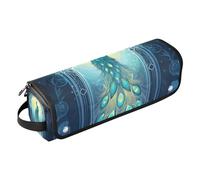 Bolsa de viaje para herramientas para el cabello y alfombrilla resistente al calor con cremallera, impermeable, funda de viaje para planchas planas, alisadores, rizadores, tarot de pavo real