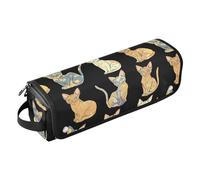 Bolsa de viaje para herramientas para el cabello y alfombrilla resistente al calor, funda de transporte de doble capa para alisadores, rizadores, secador de pelo, estética Devon Rex Cats Black Women