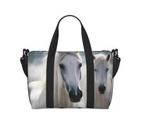 Bolsa de viaje para hombre, bolsa de gimnasio, bolsa de equipaje de caballos blancos con correa para el hombro, bolsa de gimnasio grande para mujer, bolsa de fin de semana, bolsa de transporte