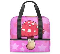 Bolsa de viaje para hombres, mujeres, niñas, niños, 21 L, bolsa de fin de semana, bolsa de deporte separada, bolsa deportiva para gimnasio, viajes, fin de semana, bonito patrón de hongos, color, 21L,
