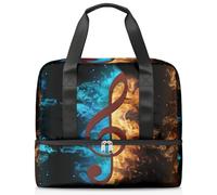 Bolsa de viaje para hombres, mujeres, niñas, niños, 21 L, bolsa de fin de semana, bolsa de deporte separada, bolsa deportiva para gimnasio, viajes, fin de semana, nota musical de llama, color, 21L,