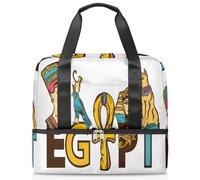 Bolsa de viaje para hombres, mujeres, niñas, niños, 21 L, bolsa de fin de semana, bolsa de deporte separada, bolsa de gimnasio, viajes, bolsa de fin de semana, patrón del antiguo Egipto, color, 21L,