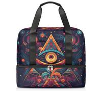 Bolsa de viaje para hombres, mujeres, niñas, niños, 21 L, bolsa de fin de semana, bolsa de deporte separada, bolsa de gimnasio, viajes, fin de semana, geométrica étnica, signo mágico, color, 21L,