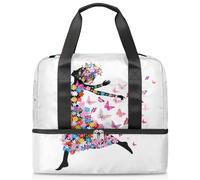 Bolsa de viaje para hombres, mujeres, niñas, niños, 21 litros, bolsa de fin de semana, bolsa de deporte separada, bolsa deportiva para gimnasio, viajes, bolsa de fin de semana, linda mariposa mágica,