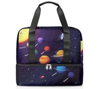 Bolsa de viaje para hombres, mujeres, niñas, niños, 21 litros, bolsa de fin de semana, bolsa de deporte separada, bolsa deportiva para gimnasio, viajes, bolsa de fin de semana, Galaxy Planet Cosmos,