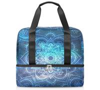 Bolsa de viaje para hombres, mujeres, niñas, niños, 21 litros, bolsa de fin de semana, bolsa de deporte separada, bolsa de gimnasio, viajes, bolsa de fin de semana, galaxia mandala flor, color, 21L,