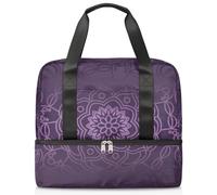 Bolsa de viaje para hombres, mujeres, niñas, niños, 21 litros, bolsa de fin de semana, bolsa de deporte separada, bolsa de gimnasio, viajes, bolsa de fin de semana, mandala, flor étnica, color, 21L,