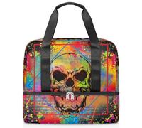 Bolsa de viaje para hombres, mujeres, niñas, niños, 21 litros, bolsa de fin de semana, bolsa de deporte separada, bolsa deportiva para gimnasio, viajes, bolsa de fin de semana, colorido arte punk