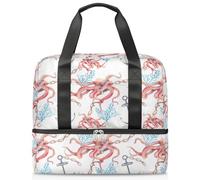 Bolsa de viaje para hombres, mujeres, niñas, niños, 21 litros, bolsa de fin de semana, bolsa deportiva separada húmeda, bolsa deportiva para gimnasio, viajes, bolsa de fin de semana, ancla del océano,