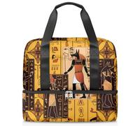 Bolsa de viaje para hombres, mujeres, niñas, niños, 21 litros, bolsa de fin de semana, bolsa deportiva separada, bolsa de gimnasio, viajes, fin de semana, jeroglíficos, antiguo Egipto, color, 21L,