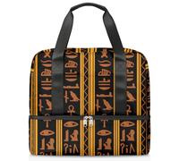 Bolsa de viaje para hombres, mujeres, niñas, niños, 21 litros, bolsa de fin de semana, bolsa deportiva separada, bolsa de gimnasio, viajes, fin de semana, jeroglíficos, antiguo Egipto, color, 21L,