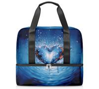 Bolsa de viaje para hombres, mujeres, niñas, niños, 21 litros, bolsa de fin de semana, bolsa deportiva separada húmeda, bolsa deportiva para gimnasio, viajes, fin de semana, arte creativo, corazón de