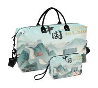 Bolsa de viaje para la noche, bolsa de viaje para fin de semana, bolsa de noche con artículos de aseo para el gimnasio, plegable, bienvenido a la cultura del paisaje de China