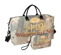 Bolsa de viaje para la noche, para fin de semana, con correa ajustable para entrenamiento, multifuncional, bienvenido a la cultura del paisaje de China