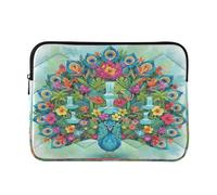 Bolsa de viaje para laptop de 13 a 14 pulgadas de grosor, collage de jardín tropical de pavo real, bolsas de computadora con cremallera para viajes, trabajo, negocios