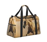 Bolsa de viaje para llevar debajo del asiento, para mujer y hombre, caballo corriendo en polvo del desierto