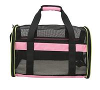 Bolsa de Viaje para Mascotas, transportín para Gatos y Perros, transportín Plegable de Nailon 600D con Correa de Hombro Ajustable, Entrada con Cremallera Lateral, ventilación de ma (Rosa Claro)