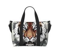 Bolsa de viaje para mujer, bolsa de viaje grande para fin de semana, bolsa de gimnasio para hombres, bolsa de mano, bolsa de equipaje de tigre garabatos en blanco y negro para artículos esenciales de