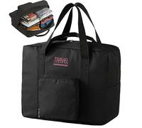 Bolsa de viaje para mujer, bolsa plegable con asa reforzada, bolsas de gimnasio ligeras con cremallera bidireccional para ejercicio, viajes, camping, senderismo, mudanzas Tongfeng, Black, 1