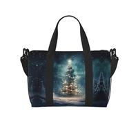 Bolsa de viaje para mujer con diseño de árbol de Navidad, bolsa de viaje grande para fin de semana, bolsa de entrenamiento de gimnasio, bolsa de hospital para mamá, Black, Talla única