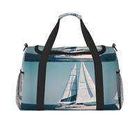 Bolsa de viaje para mujer con estampado de paisaje de velero, para fin de semana, gimnasio, equipaje de viaje, Negro -, Talla única