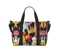 Bolsa de viaje para mujer con patrón de perros, bolsa grande de mano para fin de semana, bolsa de entrenamiento para gimnasio, bolsa de hospital para mamá, Black, Talla única