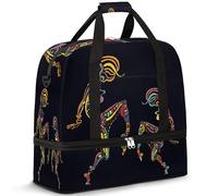 Bolsa de viaje para mujer étnica africana para mujeres y hombres, hippie, fin de semana, bolsas de noche plegables para mojado, bolsa de 47 L para deportes, gimnasio, yoga, color, 47 L, Organizador de