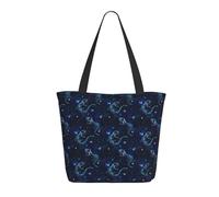 Bolsa de viaje para mujer, para el trabajo, ligera, con estampado de lagarto azul fantasía, bolsa de hombro para enfermera, bolsa de playa para mujer, bolso grande con cremallera