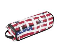 Bolsa de viaje para mujeres con almohadilla resistente al calor, bandera patriótica de Estados Unidos, cazas de caza para niño, organizador de herramientas para el cabello de gran capacidad, para