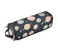 Bolsa de viaje para mujeres con almohadilla resistente al calor, rizador, bolsa de almacenamiento para planchas planas, alisadoras, rizadores, planetas, universo, negro