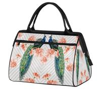 Bolsa de viaje para mujeres, hombres, niños y niñas, pavo real, floral, pájaro, fin de semana, bolsas de 24 L, bolsa de cabina para deportes, gimnasio, yoga, color, 24 L, Organizador de bolsas