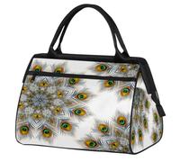 Bolsa de viaje para mujeres, hombres, niños y niñas, plumas de pavo real, mandala, fin de semana, bolsas de 24 L, bolsa de cabina para deportes, gimnasio, yoga, color, 24 L, Organizador de bolsas