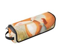 Bolsa de viaje para mujeres y alfombrilla resistente al calor con cremallera, funda de viaje grande para plancha, herramientas calientes y accesorios para el cuidado del cabello, Fox Sweet Little Girl