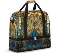 Bolsa de viaje para mujeres y hombres, bolsas étnicas de pavo real para fin de semana, bolsas de noche plegables para mojado, bolsa de 47 L para deportes, gimnasio, yoga, color, 47L, Organizador de