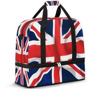 Bolsa de viaje para mujeres y hombres, impresión abstracta de la bandera del Reino Unido, bolsas de fin de semana, bolsas plegables separadas para mojado, bolsa de mano de 47 L para deportes,