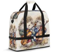 Bolsa de viaje para mujeres y hombres, lindo erizo, música, violín, fin de semana, bolsas plegables separadas para mojado, 47 L, bolsa de mano para deportes, gimnasio, yoga, color, 47L, Organizador de