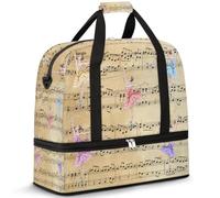 Bolsa de viaje para mujeres y hombres, notas musicales, bailarina de ballet, fin de semana, bolsas plegables separadas para húmedos, bolsa de 47 L para deportes, gimnasio, yoga, color, 47L,