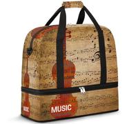 Bolsa de viaje para mujeres y hombres, notas musicales, violín, fin de semana, bolsas plegables separadas para húmedos, bolsa de mano de 47 L para deportes, gimnasio, yoga, color, 47L, Organizador de