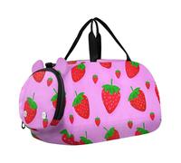 Bolsa de viaje para niñas con estampado de frambuesas rosadas, bolsa de viaje para fin de semana, bolsa de lona para niños, Fresa rosa vibrante, Classic