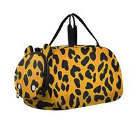 Bolsa de viaje para niñas con purpurina rosa vibrante, bolsa de viaje para fin de semana, equipaje de mano para niños pequeños, Estampado de leopardo con lunares negros y dorados, Classic