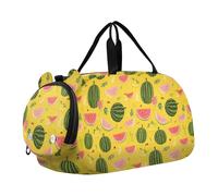 Bolsa de viaje para niños, bolsa de viaje para fin de semana, bolsa de gimnasio con compartimento para zapatos, deportes, escuela, patrón de fondo amarillo sandía