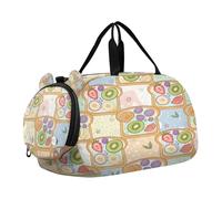 Bolsa de viaje para niños, bolsa de viaje para fin de semana, bolsa de gimnasio con compartimento para zapatos, deportes, escuela, rebanadas de pan, frutas