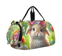 Bolsa de viaje para niños, bolsa de viaje para niños, bolsa de viaje para niñas, compartimento para zapatos, pingüino, pareja, corazón, amor, Conejito pastel Easter Joy, Classic