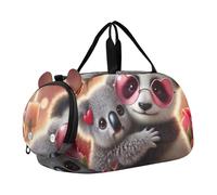 Bolsa de viaje para niños, bolsa de viaje para niños, bolsa de viaje para niñas, compartimento para zapatos, pingüino, pareja, corazón, amor, Sweet Panda Koala Love Vibes, Classic