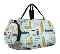 Bolsa de viaje para niños y niñas | Bolsa de deporte para fiesta de pijamas con compartimento para zapatos, diseño del Big Ben de Londres, Gran Bretaña