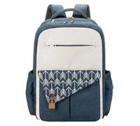 Bolsa de viaje para pañales, pañuelo, organizador de bolsa, gran capacidad de doble capa, multifunción, resistente al agua con puerto de carga, poliéster, 16,93 x 11,81 x 7,48 pulgadas para moms, azul