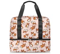 Bolsa de viaje para perros de dibujos animados Corgis de 21 l, bolsa de fin de semana, bolsa de deporte separada húmeda, bolsa de viaje para hombres y mujeres, bolsa de fin de semana, multicolor, 21L, Bolsa de viaje