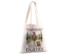 Bolsa de viaje para personas mayores, nunca subestimes a una mujer que todavía viaja en sus años setenta/ochenta, regalo para amantes de los viajes